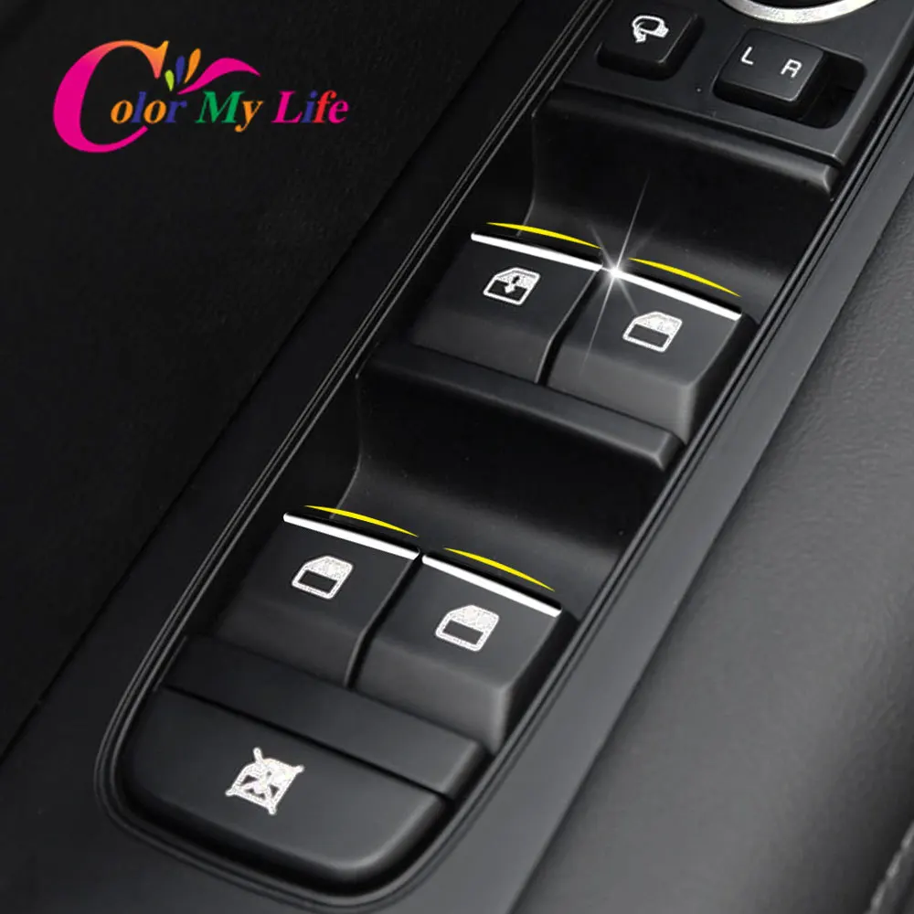 Renk benim hayat araba aksesuarları KIA Sportage R için RIO K2 K3 K5 Forte paslanmaz çelik pencere kaldırma anahtarı düğme kapağı trim Sticker