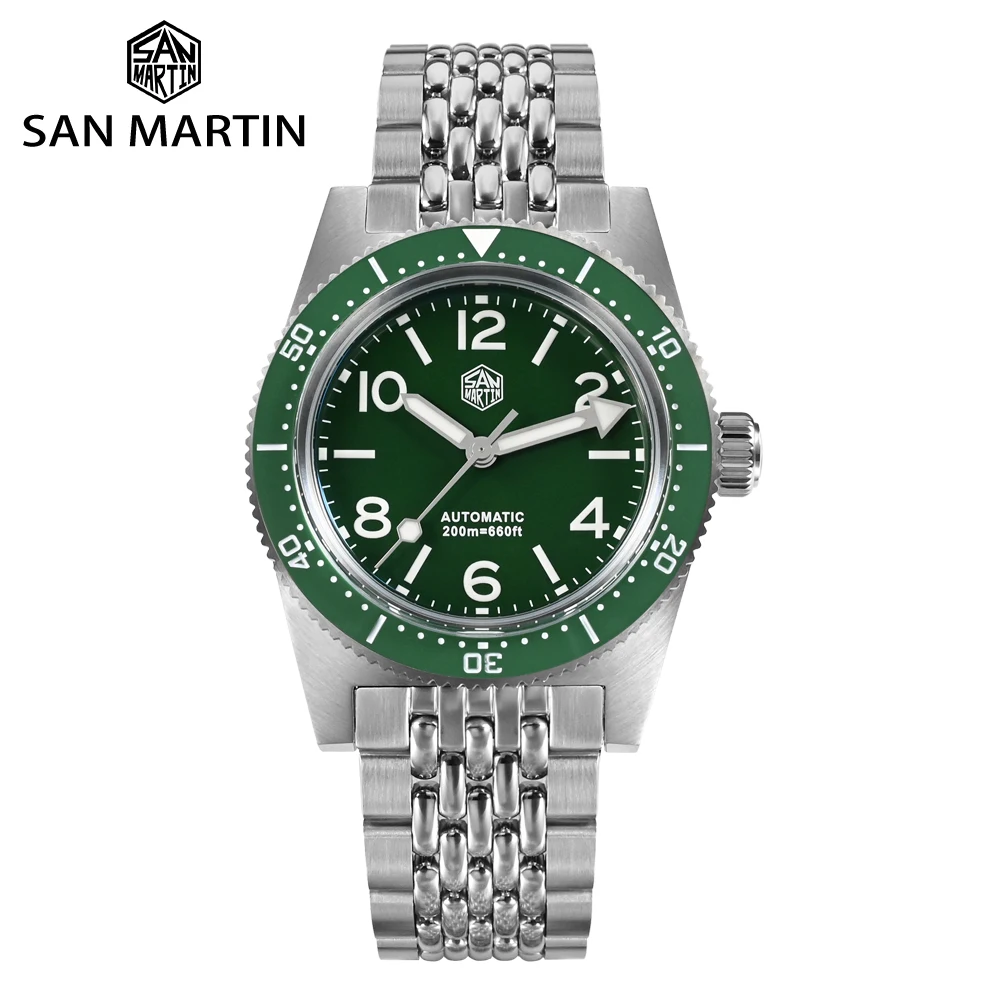 

San Martin New 37mm 62Mas Men Luxury Diving Watch Automatic Mechanical Wristwatch Sapphire Mirror Waterproof 200M BGW-9 Luminous
