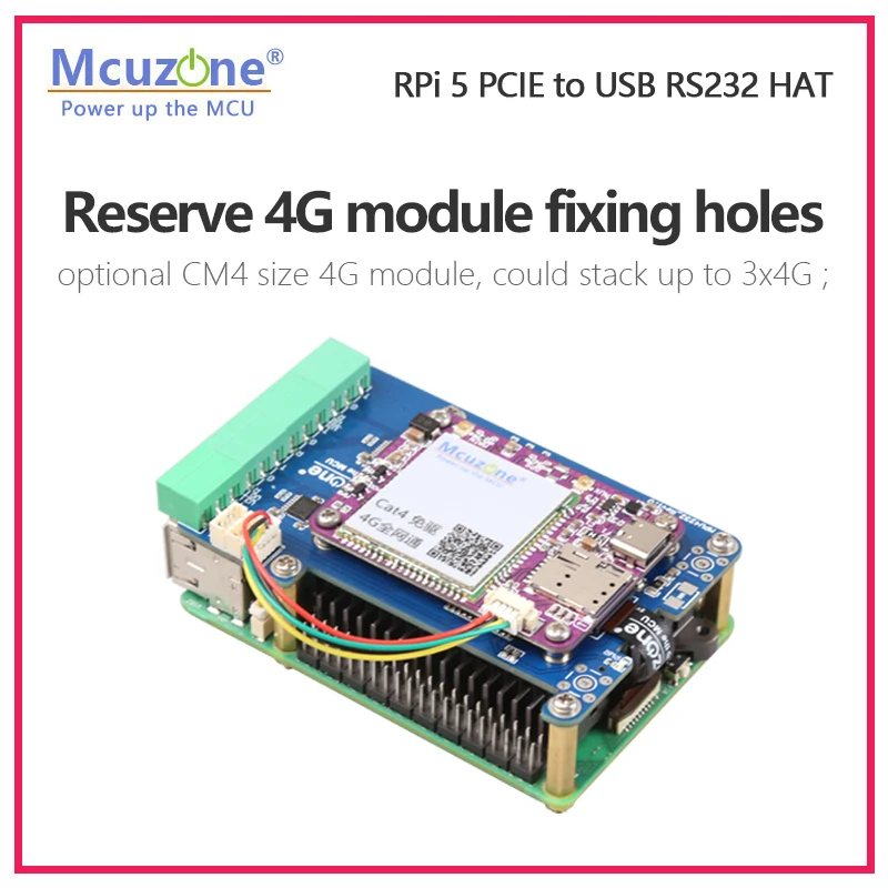 MP4232 Raspberry Pi 5 PCIE к USB RS232 HAT 3 * USB2.0 без драйвера телефон