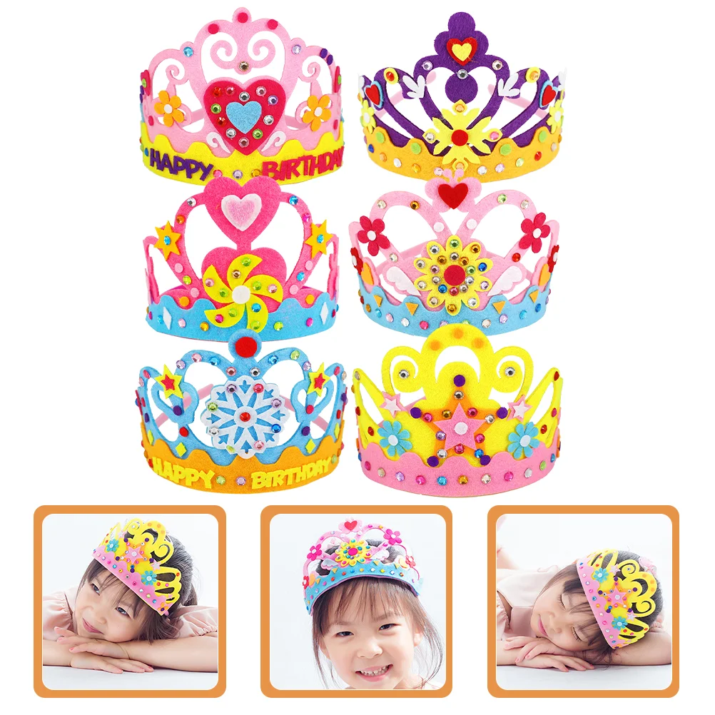 

6 Sets Kids Birthday Crowns DIY Birthday Headwear Birthday Tiaras Making Supplies
