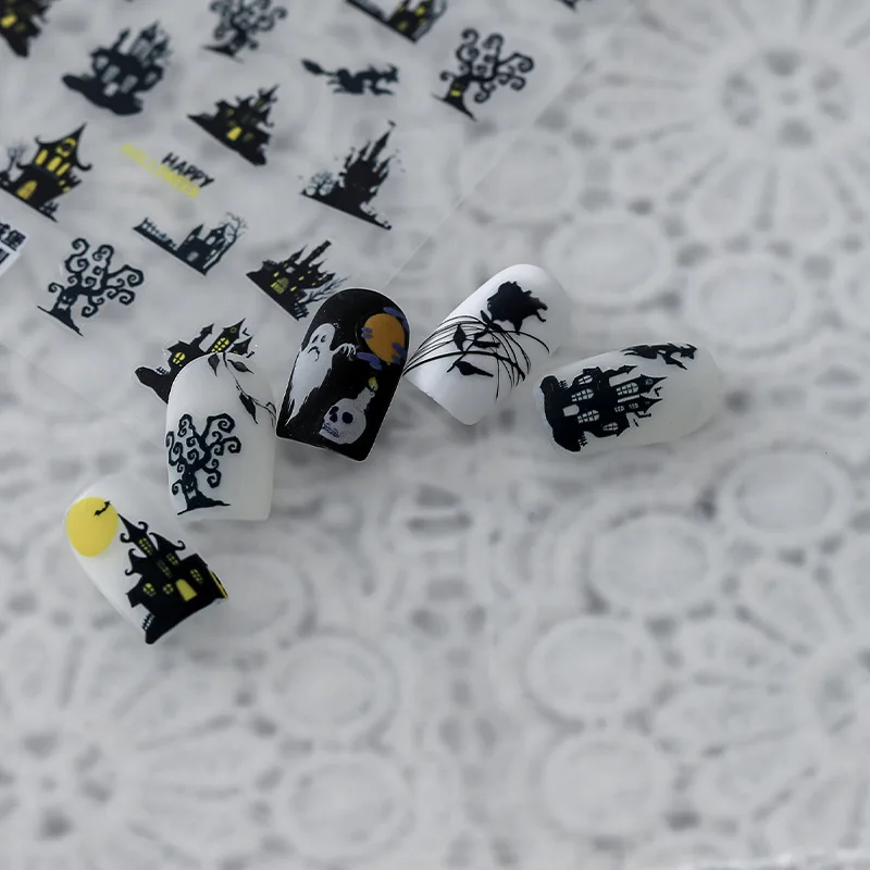 

1 лист, наклейка для ногтей в виде замка на Хэллоуин