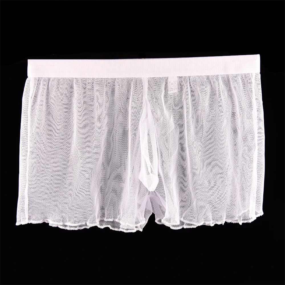 

Sexy Panties Men Boxer Briefs See-Through Shorts Mesh Pouch Underpants Sheer Underwear Male Comfortable Lingerie