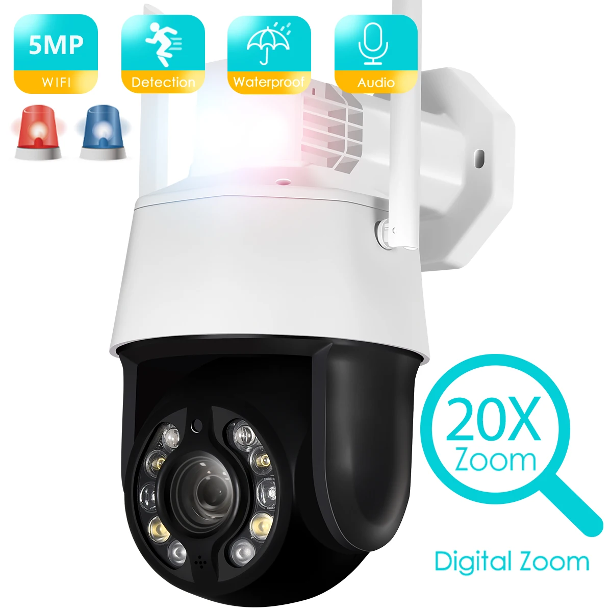 

BESDER 20X Optical Zoom 5MP WiFi PTZ Camera Outdoor Ai CCTV Camera Audio 100M IR Night Vision IP Camera Security Protection