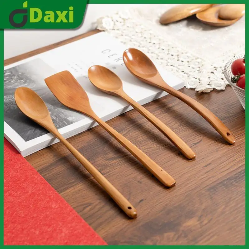 

Mirror Polishing Wooden Spoon Easy Cleaning Fox Shaped Edge Mixing Soup Tableware Household Small Baby Eating Spoon Long Handle