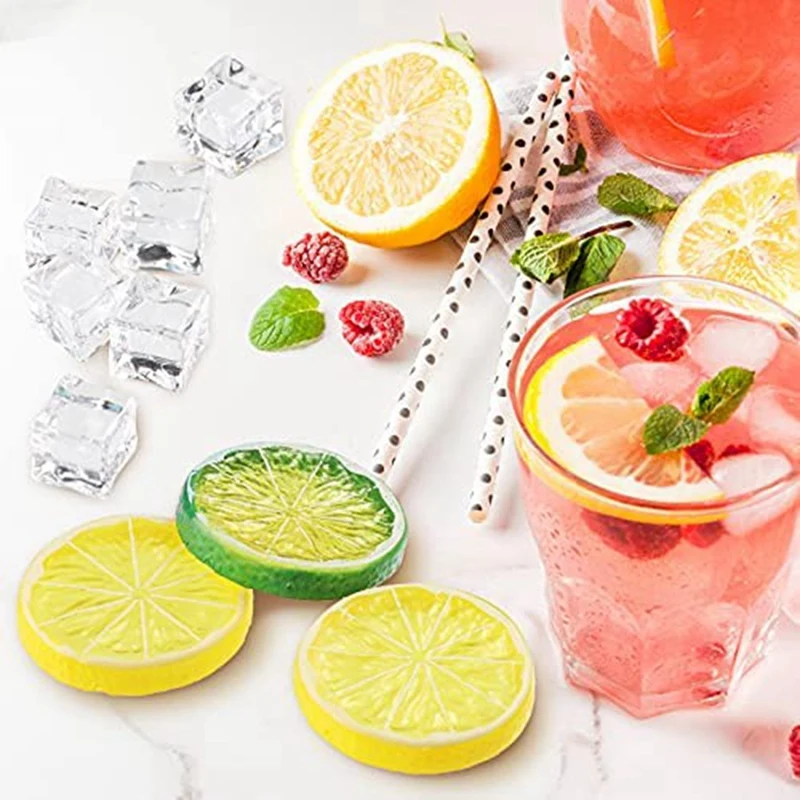 

Artificial Lemon Slices Blocks Decor Clear Ice Lemon Blocks Decorative Fruit Ice Model For Home Decoration