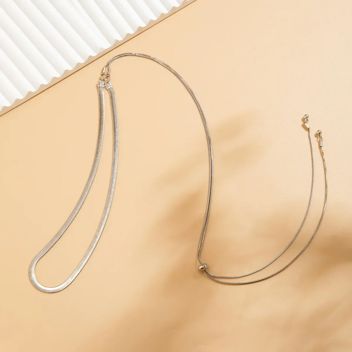 Классическое серебряное Двухслойное геометрическое Y-образное ожерелье