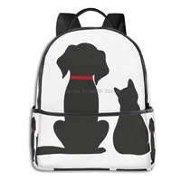 dog cat on white school bag casual travel backpack for hiking camping