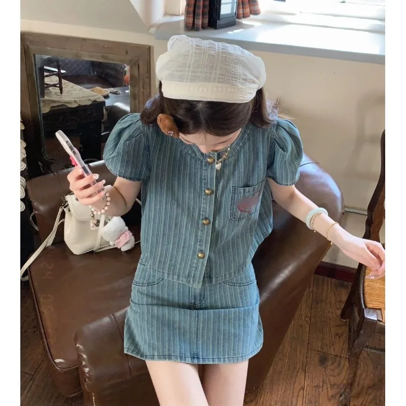 Уменьшающий возраст модный комплект Western Sle Design Sense Ретро джинсовая система соли