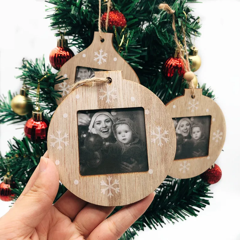 Wooden Christmas Photo Frame Pendant Christmas Tree Hanging Ornaments Christmas Decorations for Home Navidad 2023 New Year Gifts