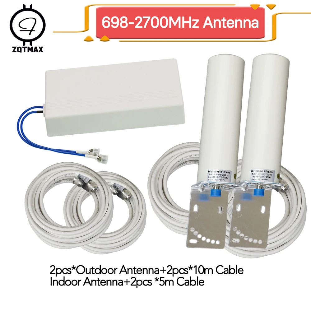 

ZQTMAX 1 to 2 2g 3g 4g omni antenna for cdma gsm dcs pcs repeater 900 1800 2100 2600 signal booster internet cellular amplifier