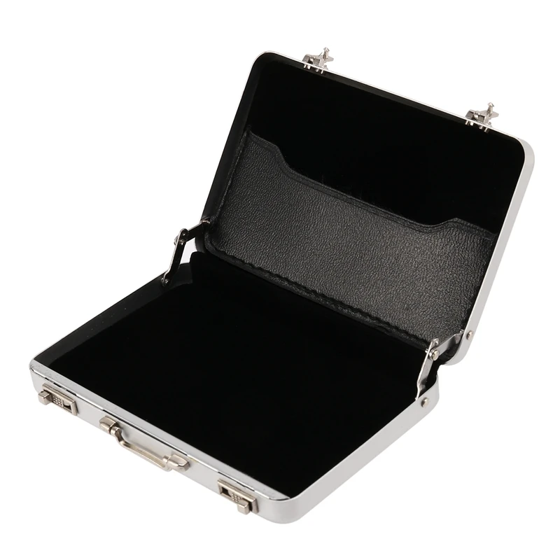 Aluminum password box Card Case Mini suitcase Password briefcase Silver | Stock