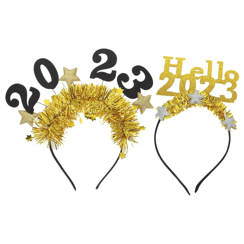 

New Year Headband Years Party Eve Happy Hair Tiara Hairband Accessories Head Bopper Star Glitter Supplies Headbands Headpiece