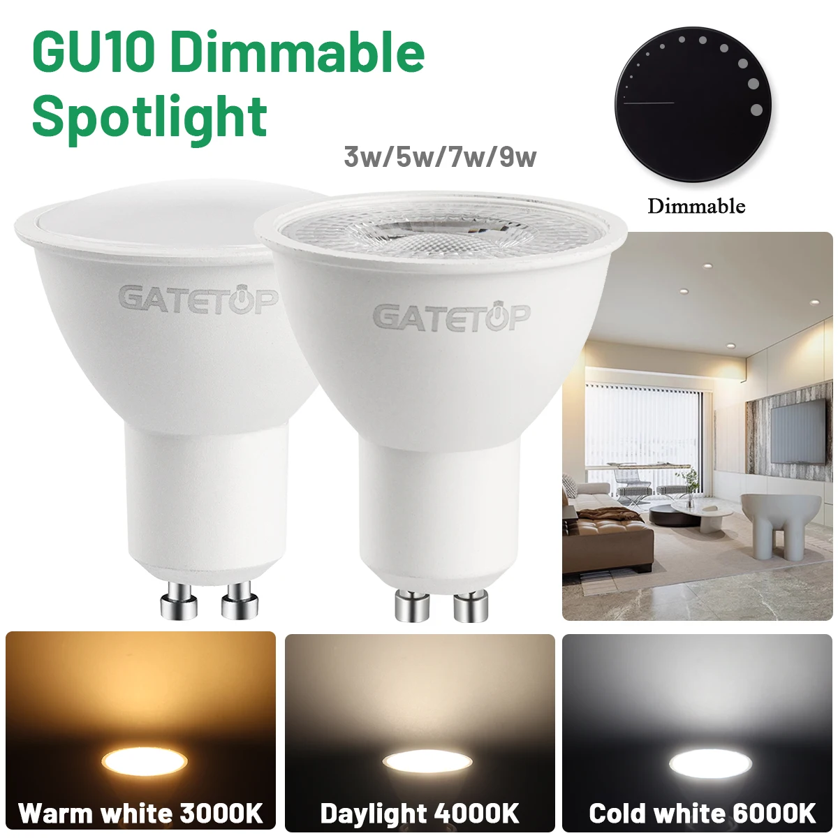 1-20pcs led Spotlight gu10 Bulb dimming warm cold white light 120° 38° 3000K 4000K 6000K for home bedroom derec
