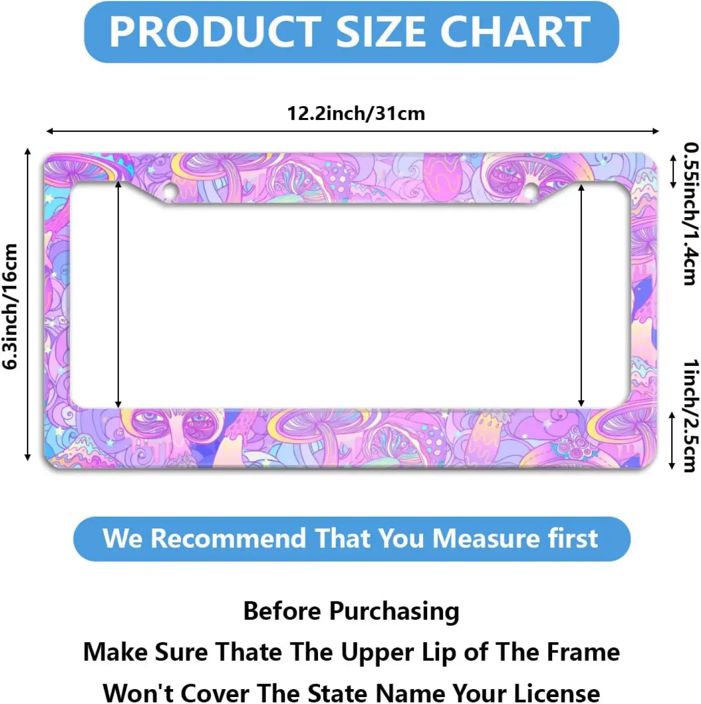 Фиолетовая рамка для номерного знака в виде гриба держатель автомобильной бирки