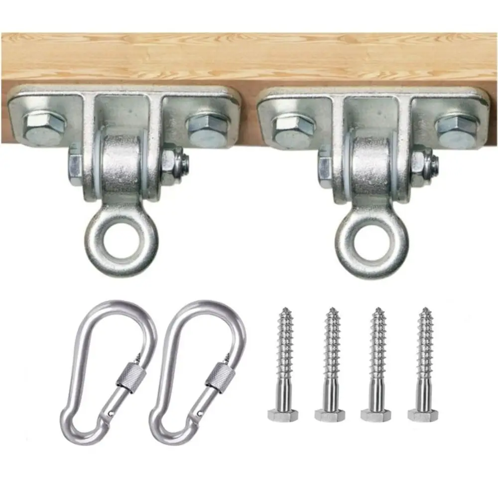 

Silver Swing Hangers Hardware Cast Steel Heavy Duty Swing Suspension 2400lb Capacity Hanging Snap Hooks Indoor Outdoor