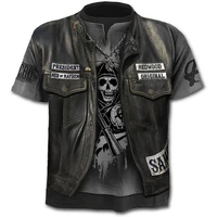 2020 new fake jacket print t shirt skull 3d t shirt summer trendy short sleeve t shirt top menfemale short sleeve top