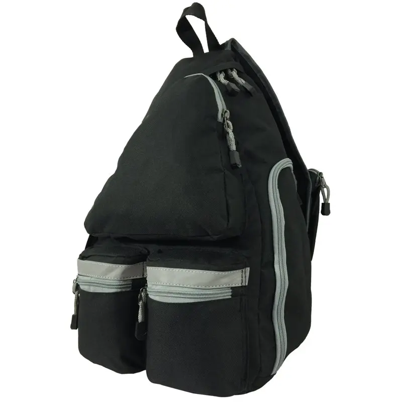 K-Cliffs 20 inch Unisex Reflective Sling Backpack Student Bookbag Travel Daypack Safety, Black