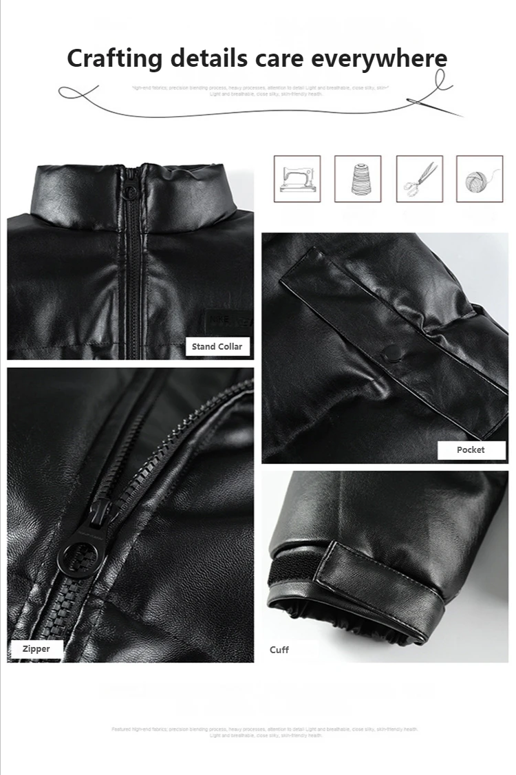 2022 зимняя мужская куртка из искусственной кожи с хлопковой подкладкой