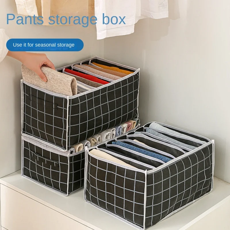 Drawer Storage Box Wardrobe Compartment Underwear Jeans Organizing Bag Home Folding Clothes Pants Organizador 2022 New 7 Grids