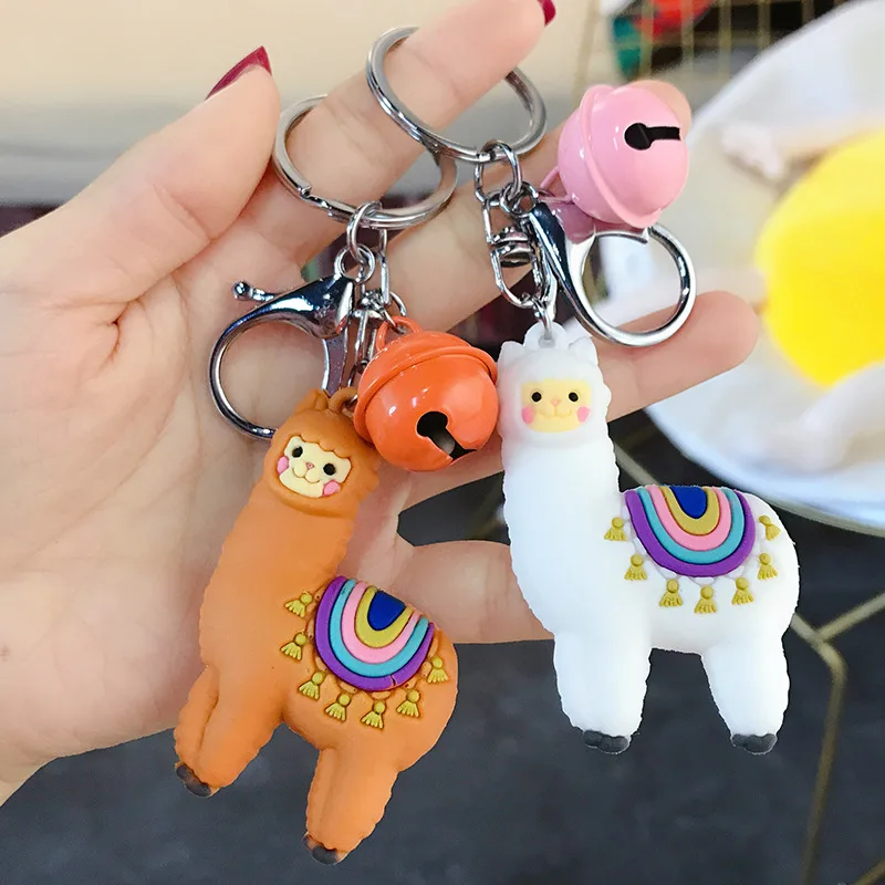 

New Cartoon Drop Glue Alpaca Doll Key Chain Female Creative Couple Key Chain Ring Bag Pendant Gift Kawaii Keychain