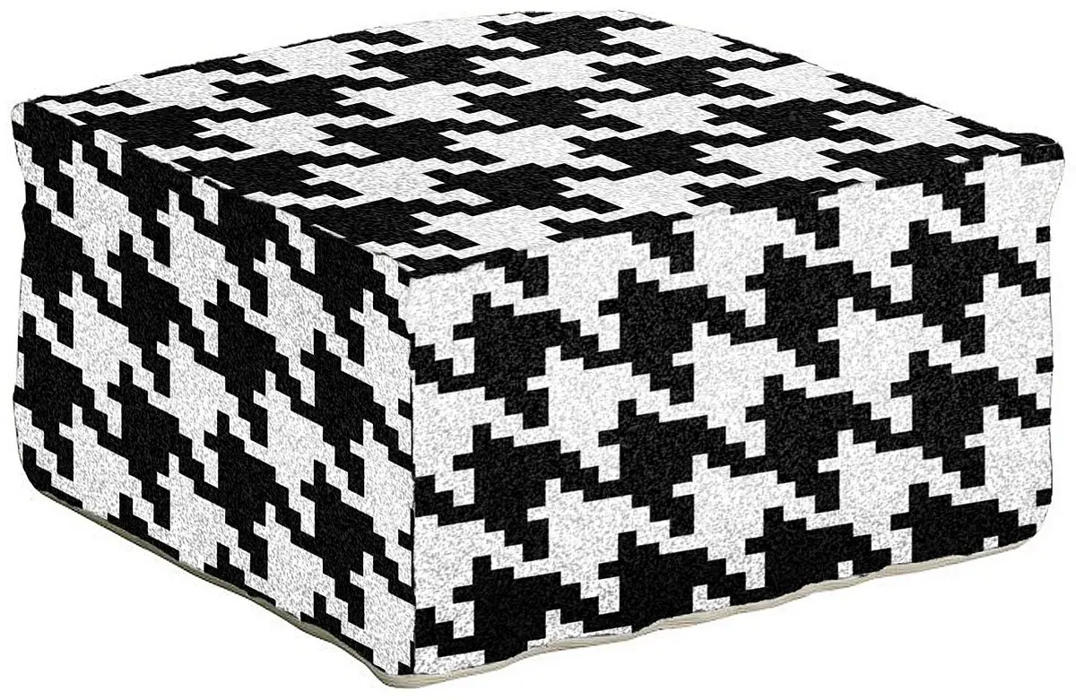 

Su Pouf Area Rug POUF-173 Caviar Modern Houndstooth 24" x 24" x 13"