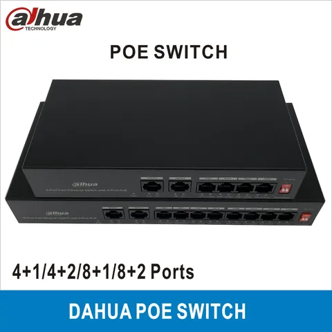 Сетевая ip-камера Dahua, POE коммутатор, 4 + 1 порт, 4 + 2 порта, 8 + 1 порт, 8 + 2 порта, питание от s