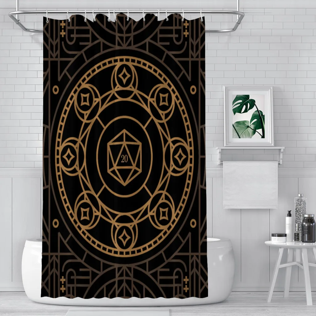 

Ancient Mystical Polyhedral D20 Dice Tabletop Bathroom Shower Curtains Waterproof Partition Home Decor Bathroom Accessories