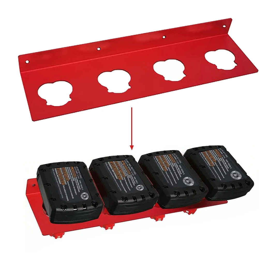 1pc Battery Holder For M12 Powder Coated In Wrinkle Red Tool Bracket Fixing Devices  Batteries Storage Accessories enlarge