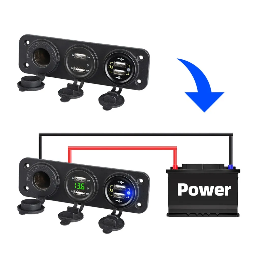 

Сменный светодиодный вольтметр для мотоцикла 12 В ABS автомобильный двойной USB