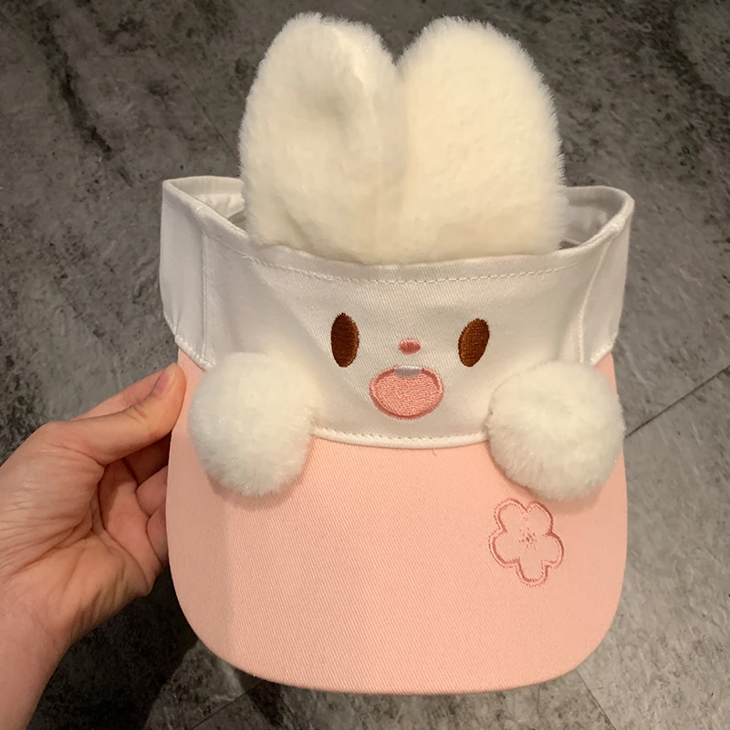 Шляпа с УФ-защитой женская милая летняя шапка изображением кролика воздушным