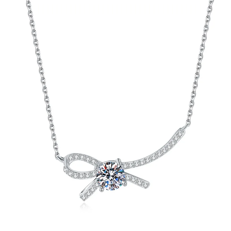 1CT D цвет муассанит бохо бабочка узел цепочка с замком S925 стерлингового серебра