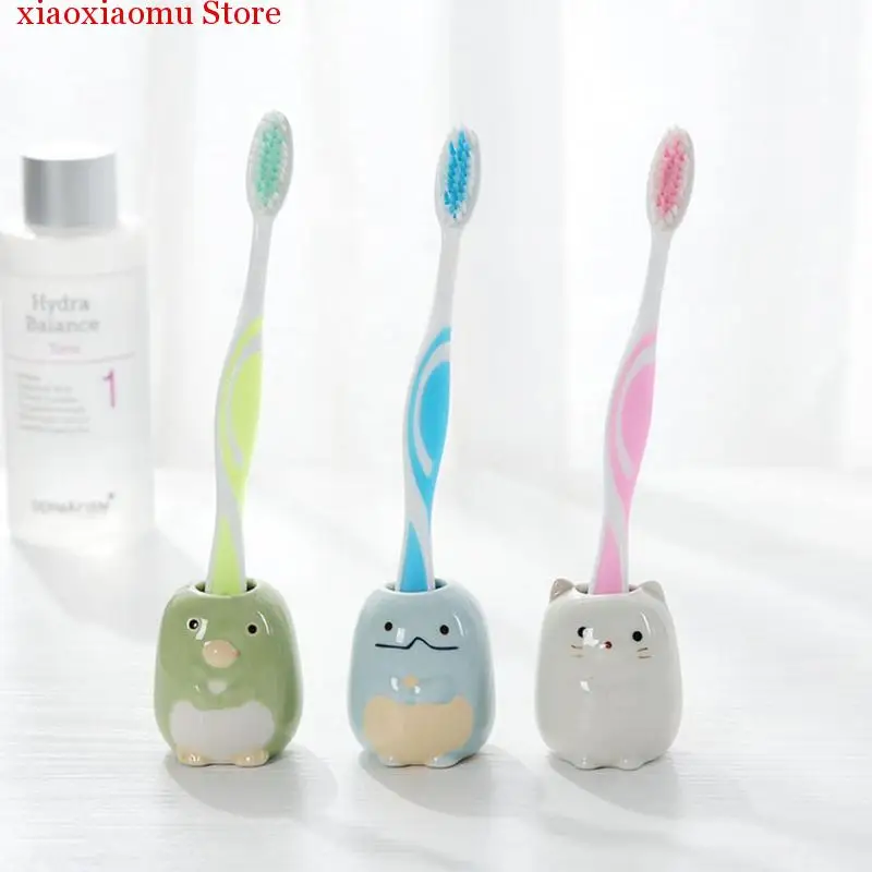 

1PCS multi-function ceramic toothbrush candy color holder wash toothpick padded cotton swab bathroom electric toothbrush storage