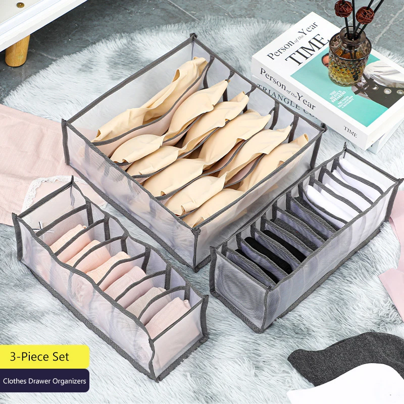 

Clothes Drawer Organizers Wardrobe Drawer Closet Organizers Foldable Baskets Compartment Mesh Clothes Storage Box for Bedroom