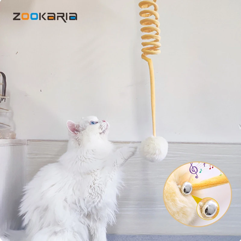 

Interactive Cat Toy Hanging Automatic Funny Wool Feather Toys Stick with Bell for Kitten Playing Teaser Wand Toy Cat Supplies