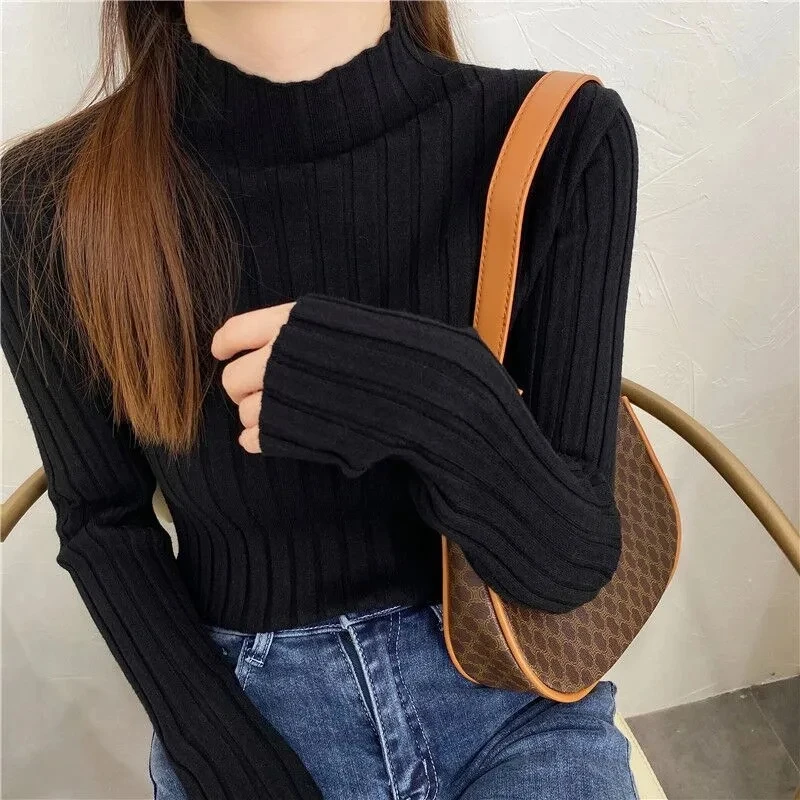 

Yasuk Autumn Winter Fashion Casual TShirts Pullover Women's Slim Gentle Simple Soft Knitted Turtleneck Sweater Warm Commute