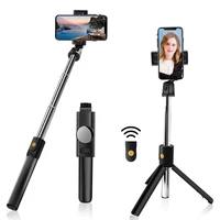 3 in 1 phone holder bluetooth remote control selfie stick mobile tripod with mirror smartphone bracket live streaming monopod