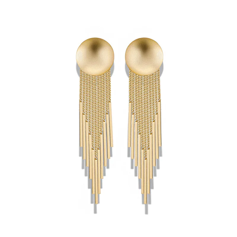 

Tassel Earrings Female European and American Fashionable Golden Long Earrings