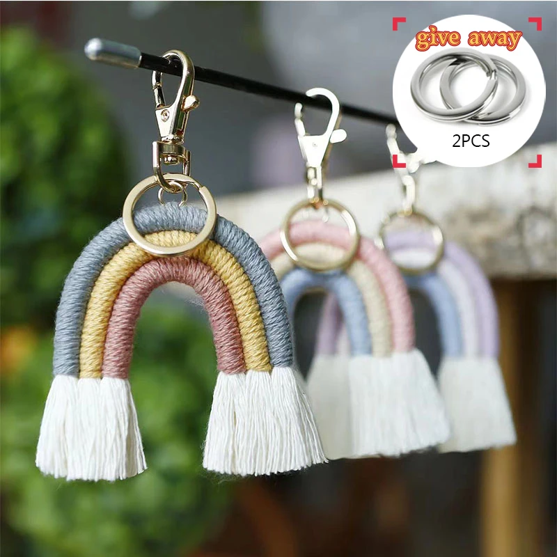 

Fashion Rainbow Keyring Bohemian Tassel Keyring Car Keyring Women's Bag Pendant Personality Girlfriend Gift