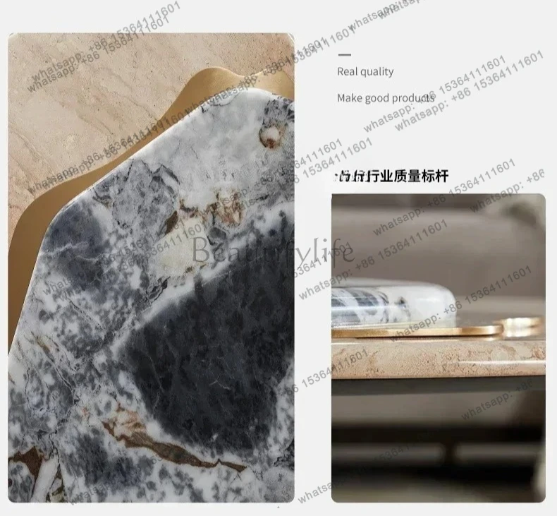 Фото Maat Gema케이 Güven Marmeren Woonkamer Speembali Gevormde Roestvrij Staal Italiaanse Licht Luxe №5