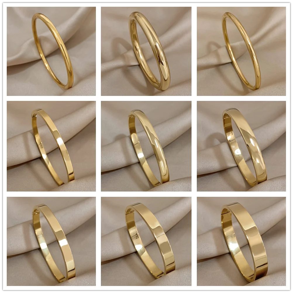 1 шт. женский широкий тонкий браслет из нержавеющей стали