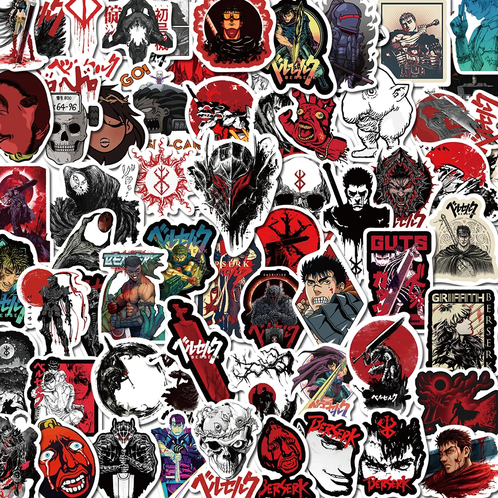 50PCS Anime Berserk Cartoon STICKER Luggage Laptop Cafe Skateboard Nostalgia Lightning Phone Decals for Fridge Gift