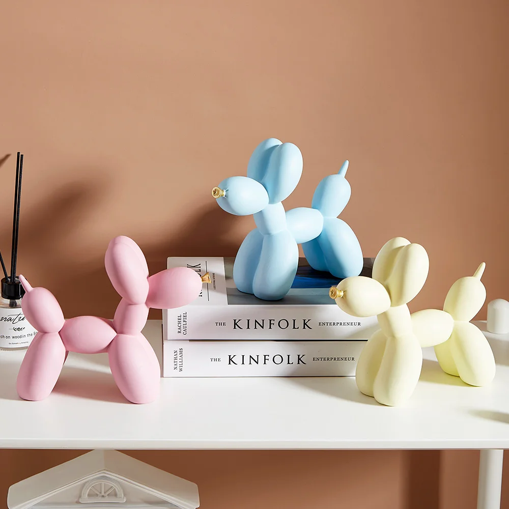 

Balloon Creative Dog Ornaments Kawaii Room Decor Resin Figurine Desktop Decoration Home Accessories Gifts for New Year 2022