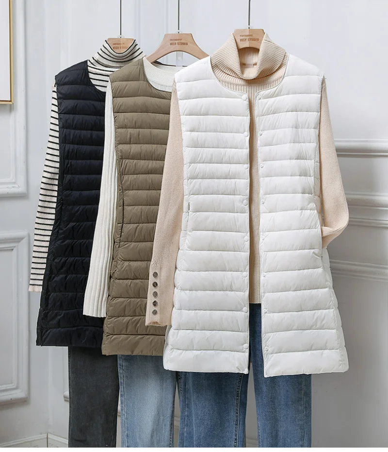

Jackets for Women 2023 Women's Mid-length Round Neck Autumn and Winter New Vest V-neck Jacket Women Coats