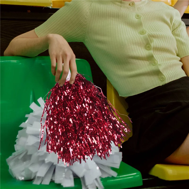 24 шт. металлические помпоны из фольги с пластиковой ручкой для взрослых и детей