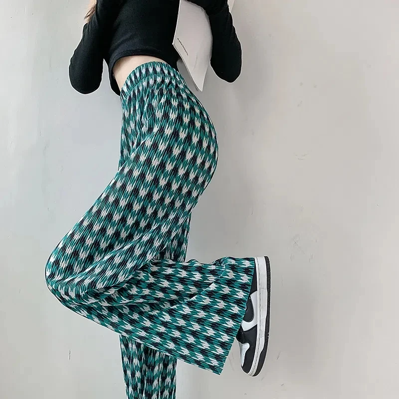 

Mexzt Fashion Y2K Pleated Wide Leg Pants Women Oversize Loose Elastic Harajuku Straight Trousers Vintage Female Casual Pants New