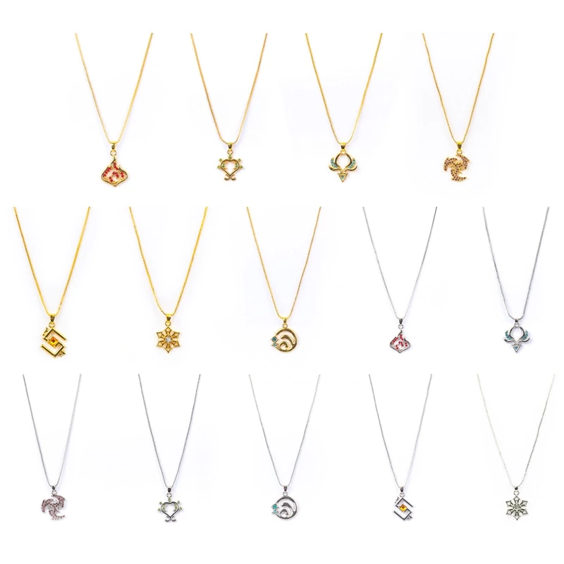 Genshin коллекция ожерелья вдохновленных эффектом воздействия для женщин и мужчин