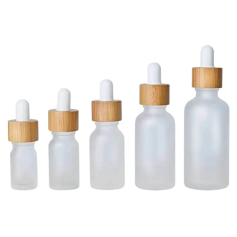 

Glass Dropper Bottle Wood Ring 5ml 10ml 15ml 20ml 30ml 50ml 100ml Empty Cosmetic Packaging Frosted Essential Oil Sample Vials