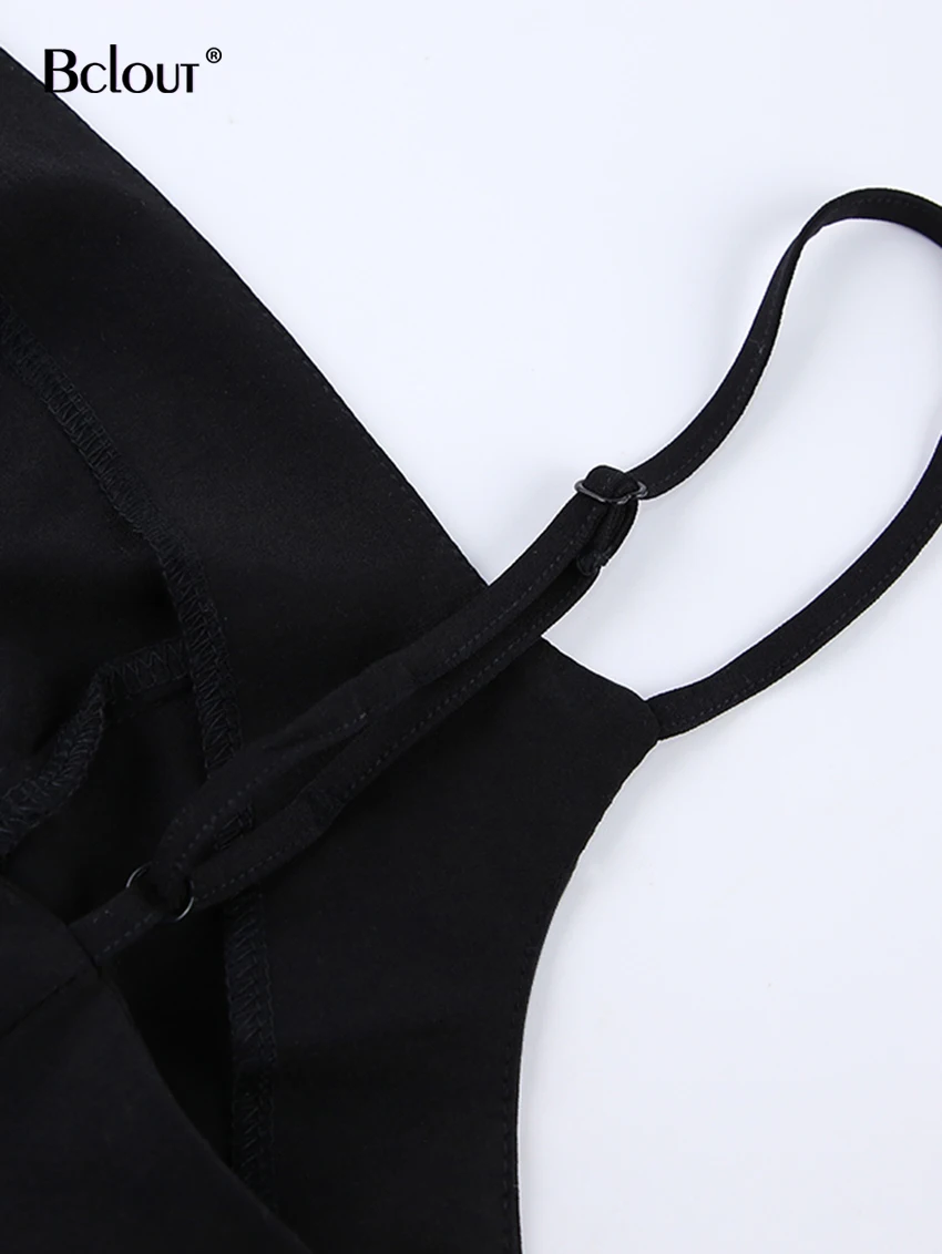 Сексуальное черное длинное платье Bclout на бретельках для женщин летнее вечернее