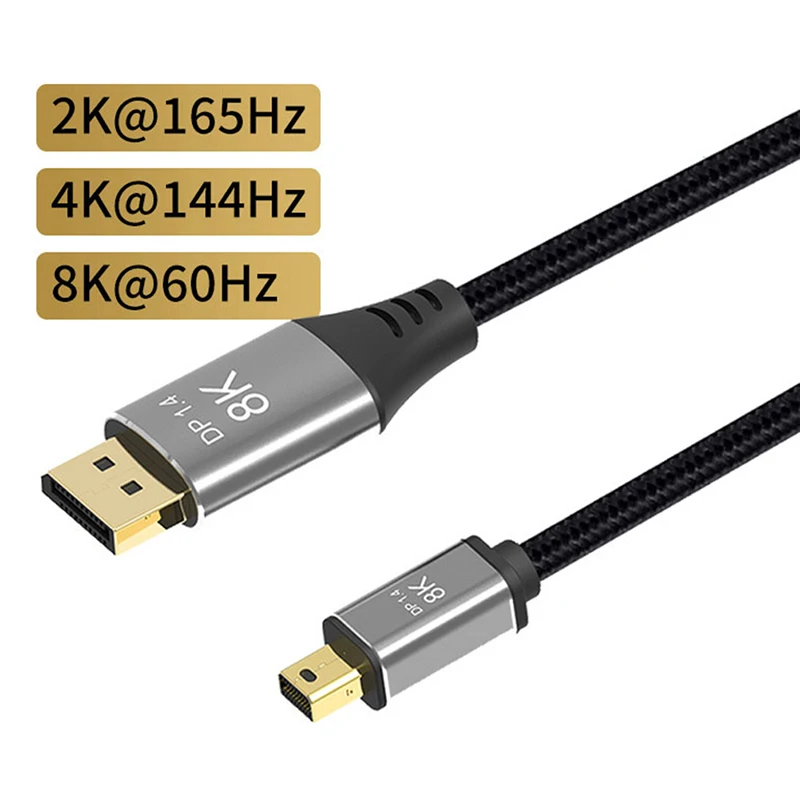

Кабель Mini DP к DP 4K @ 144 Гц 8K @ 60 Гц Thunderbolt Двунаправленный Кабель DP 1,4