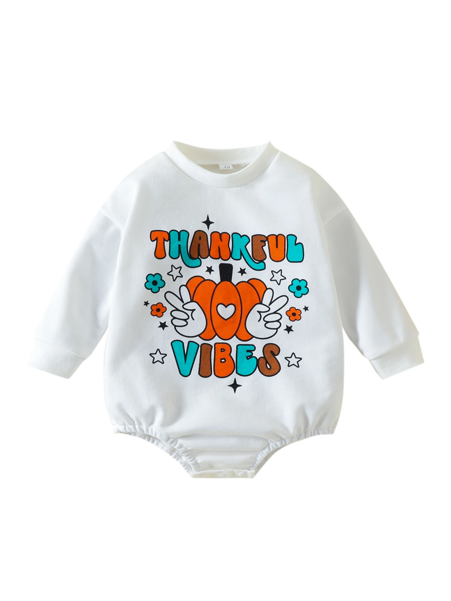 

Unisex Baby Thanksgiving Letters Romper Long Sleeve Cartoon Pumpkin Bodysuit Sweatshirt Jumpsuits Clothes